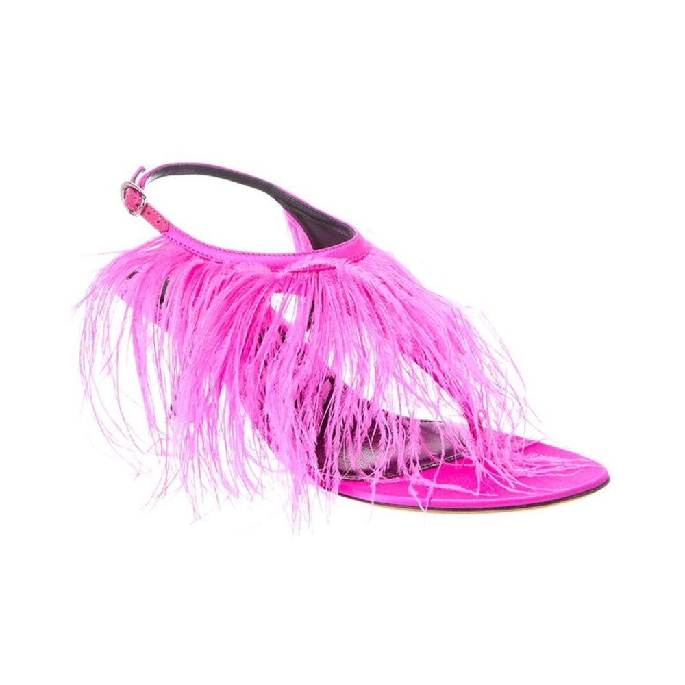 Proenza Schouler Tee Feather Satin Sandal, Pink